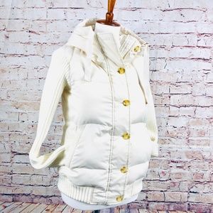 GAP Cream Puffer Jacket with Knit Sleeves